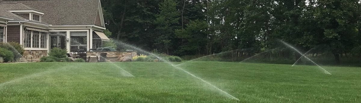 lawn with sprinklers